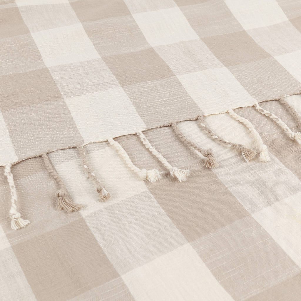 Plaid en Coton à Franges Vichy Naturel