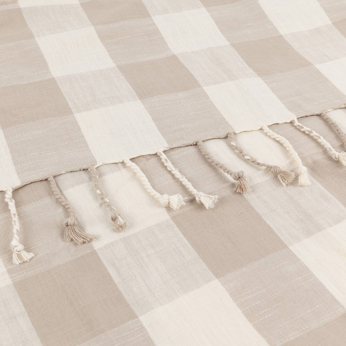 Plaid en Coton à Franges Vichy Naturel