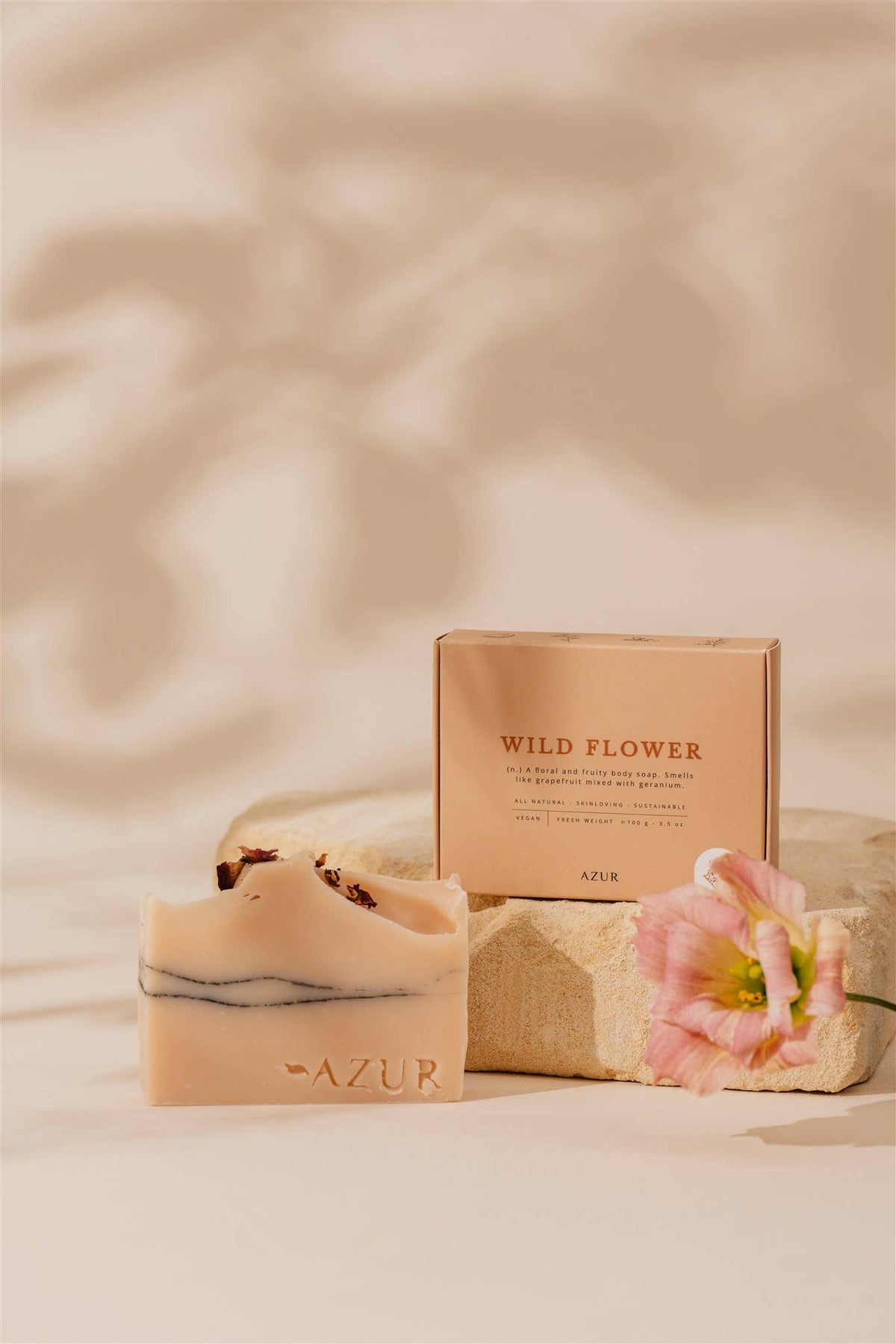 WILD FLOWER | barre à l’argile rose pour le corps | savon naturel