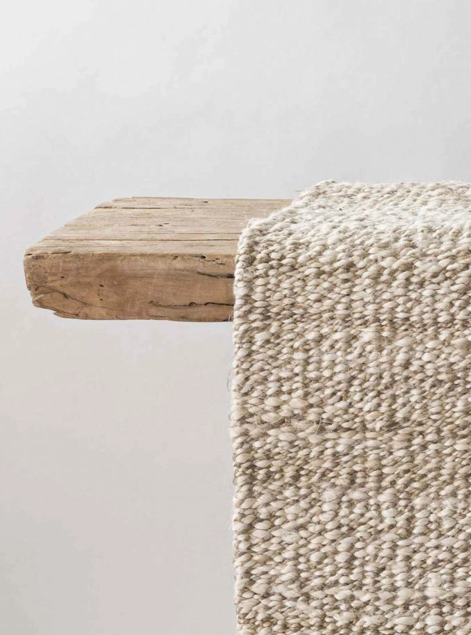 Tapis en chanvre avec franges - Beige chiné