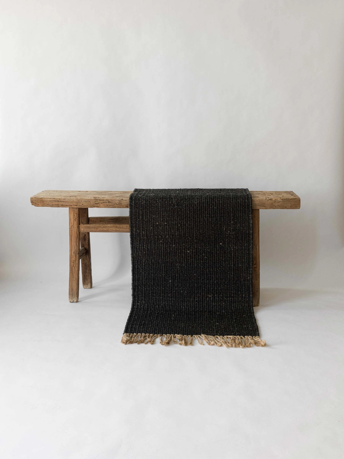 Tapis en chanvre avec franges - Noir