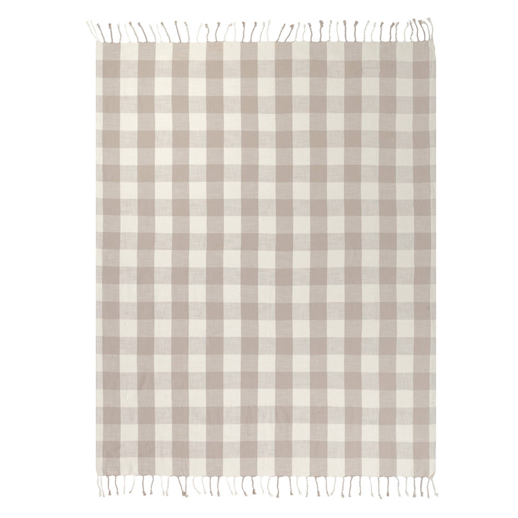 Plaid en Coton à Franges Vichy Naturel