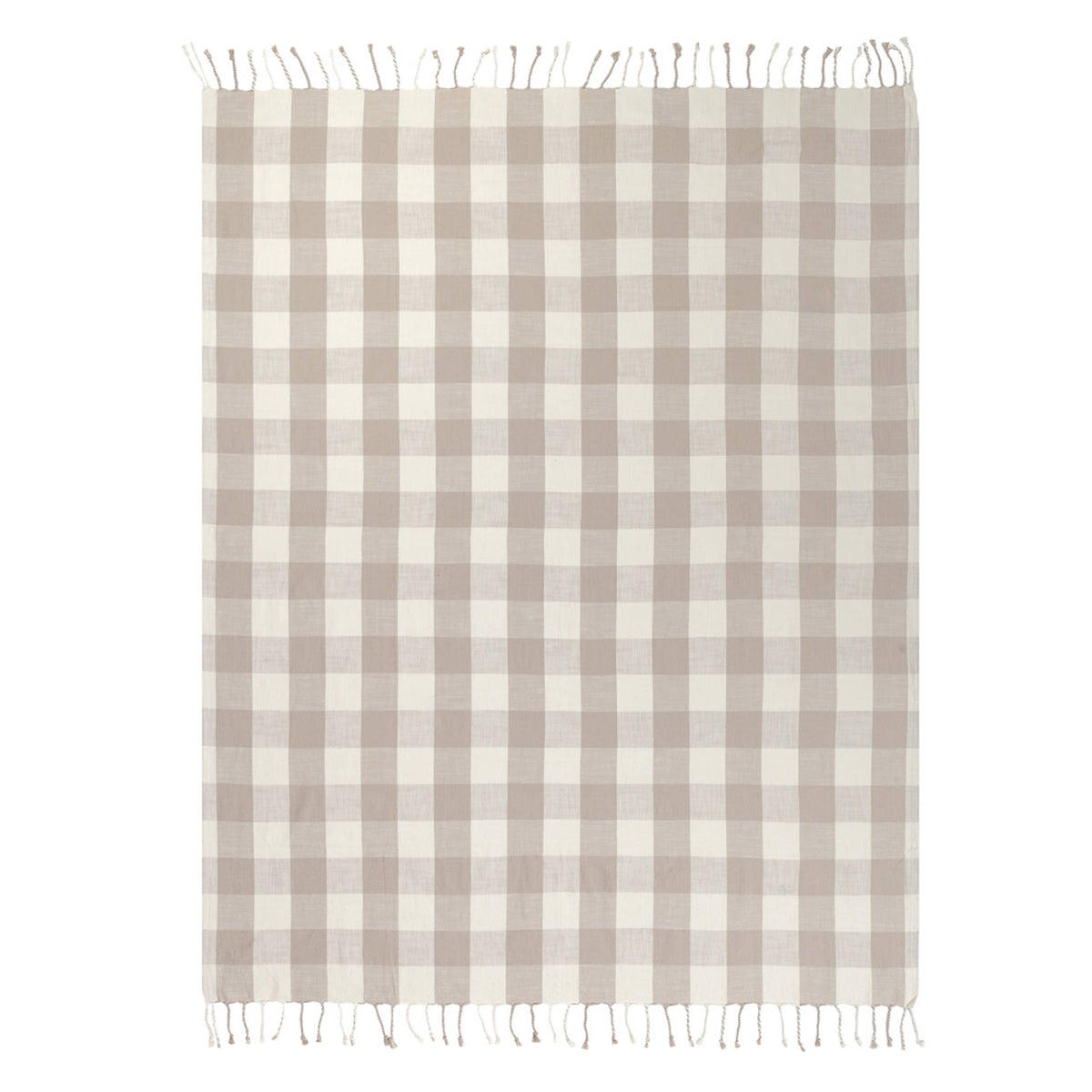 Plaid en Coton à Franges Vichy Naturel