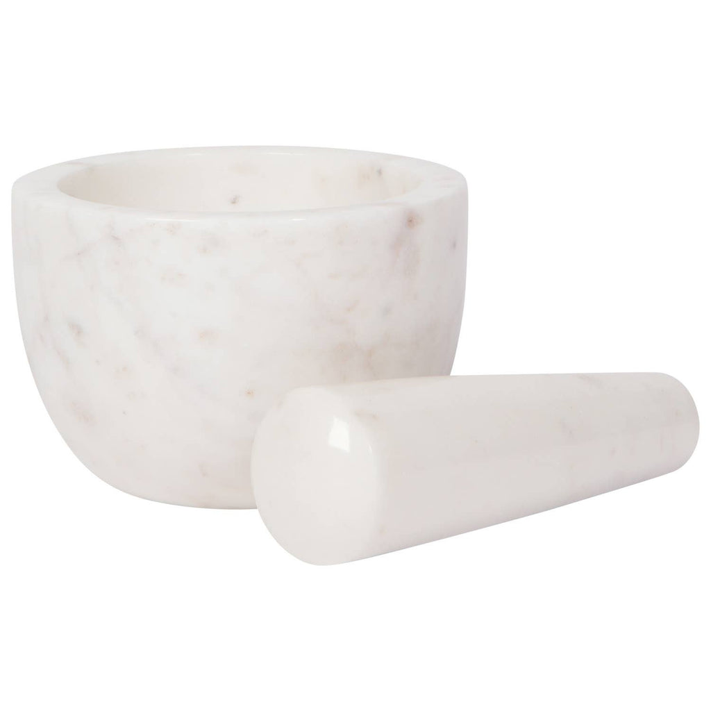 Mortier et pilon en marbre blanc