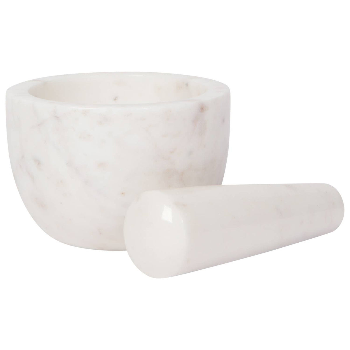 Mortier et pilon en marbre blanc