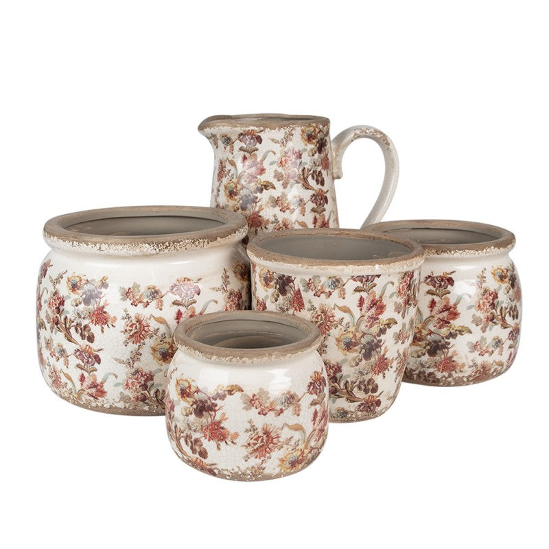Cache pot rond fleurs vintage
