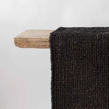 Tapis en chanvre avec franges - Noir