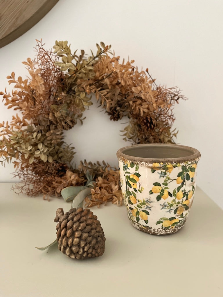 Cache pot vieilli citrons