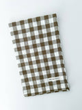 Torchon en lin pur français - Gingham olive