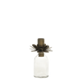 Bouteille avec support à bougie fleur laiton