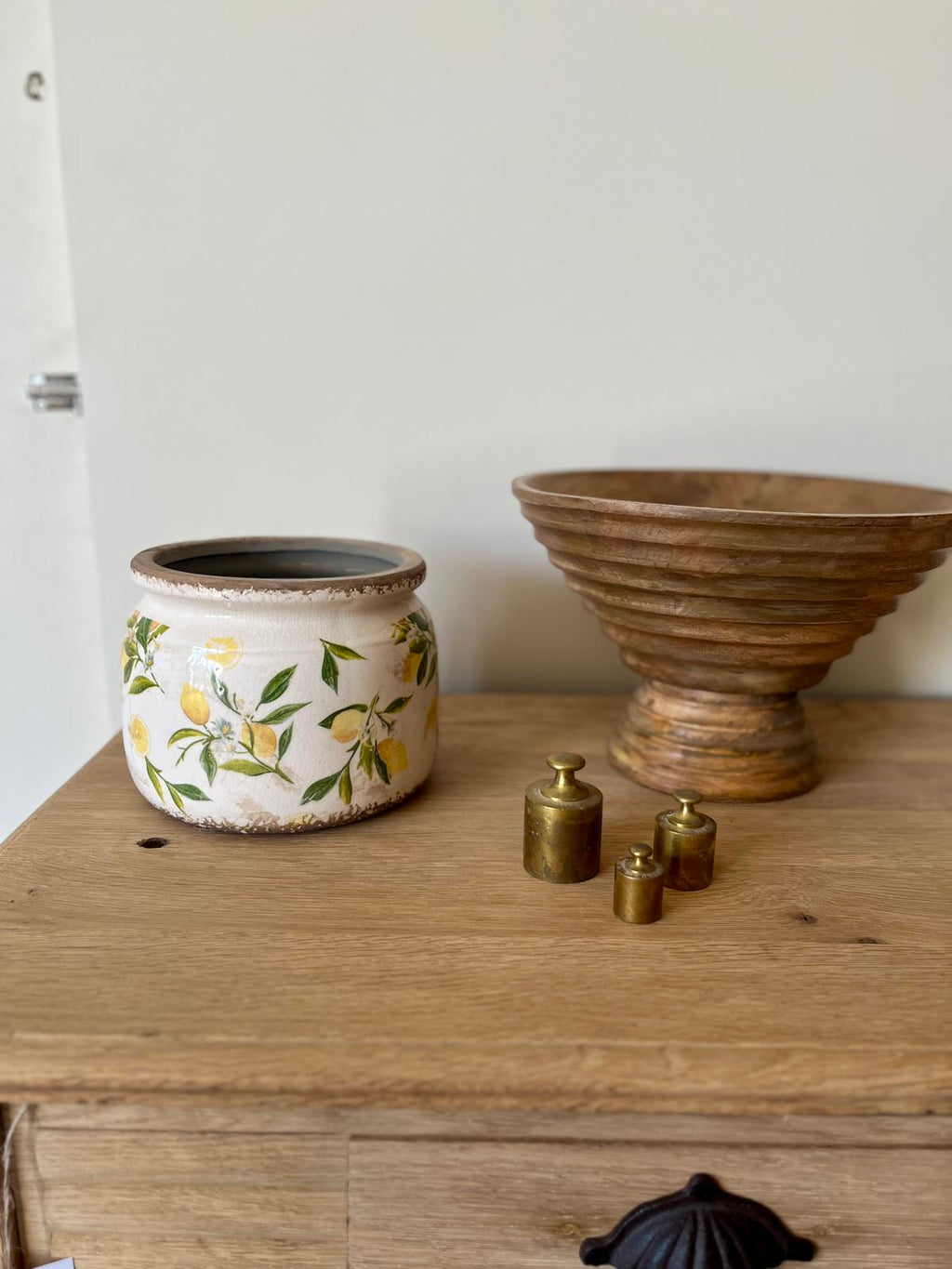 Cache pot rond citrons