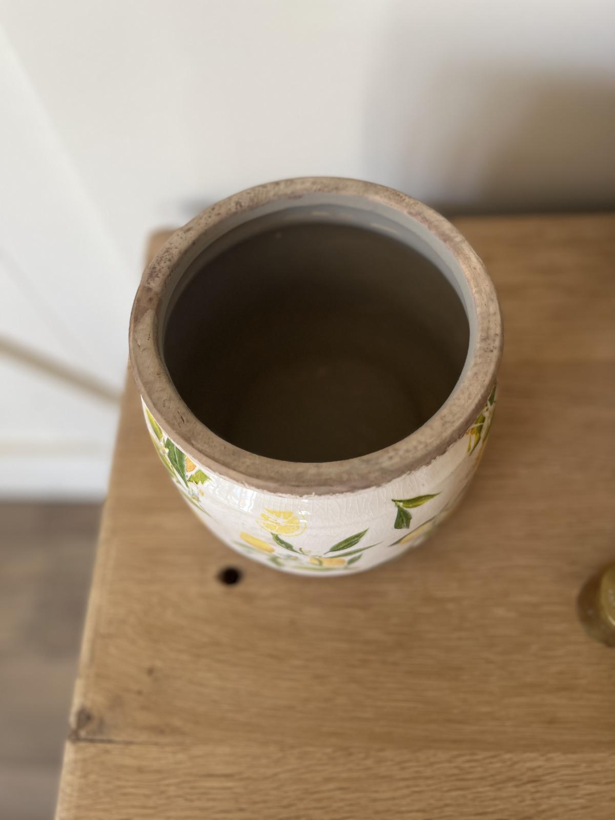 Cache pot rond citrons