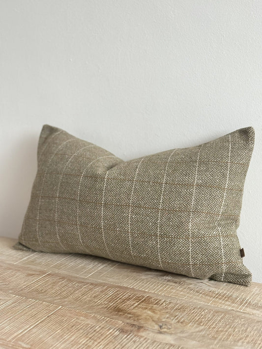 Housse de coussin en tweed olive - 30x50cm