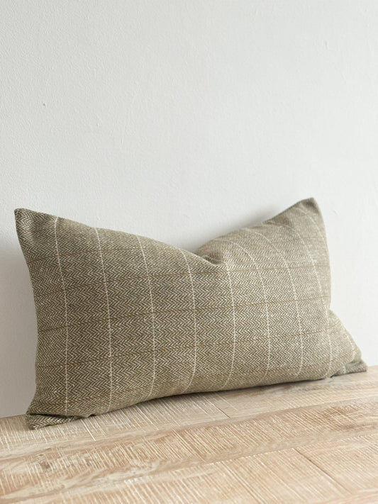 Coussin en tweed olive - 30x50cm