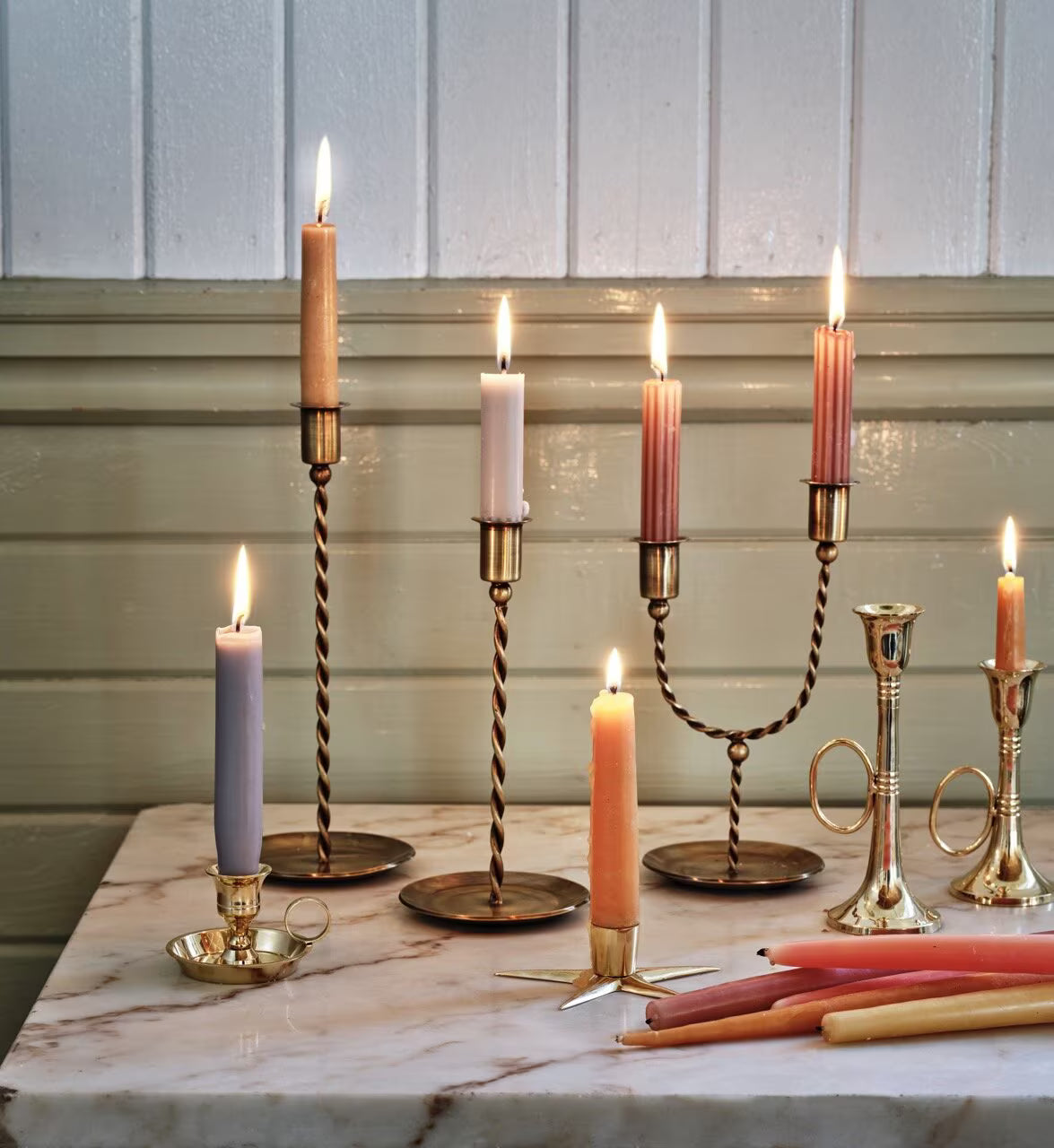 Bougeoir en laiton torsadé - L