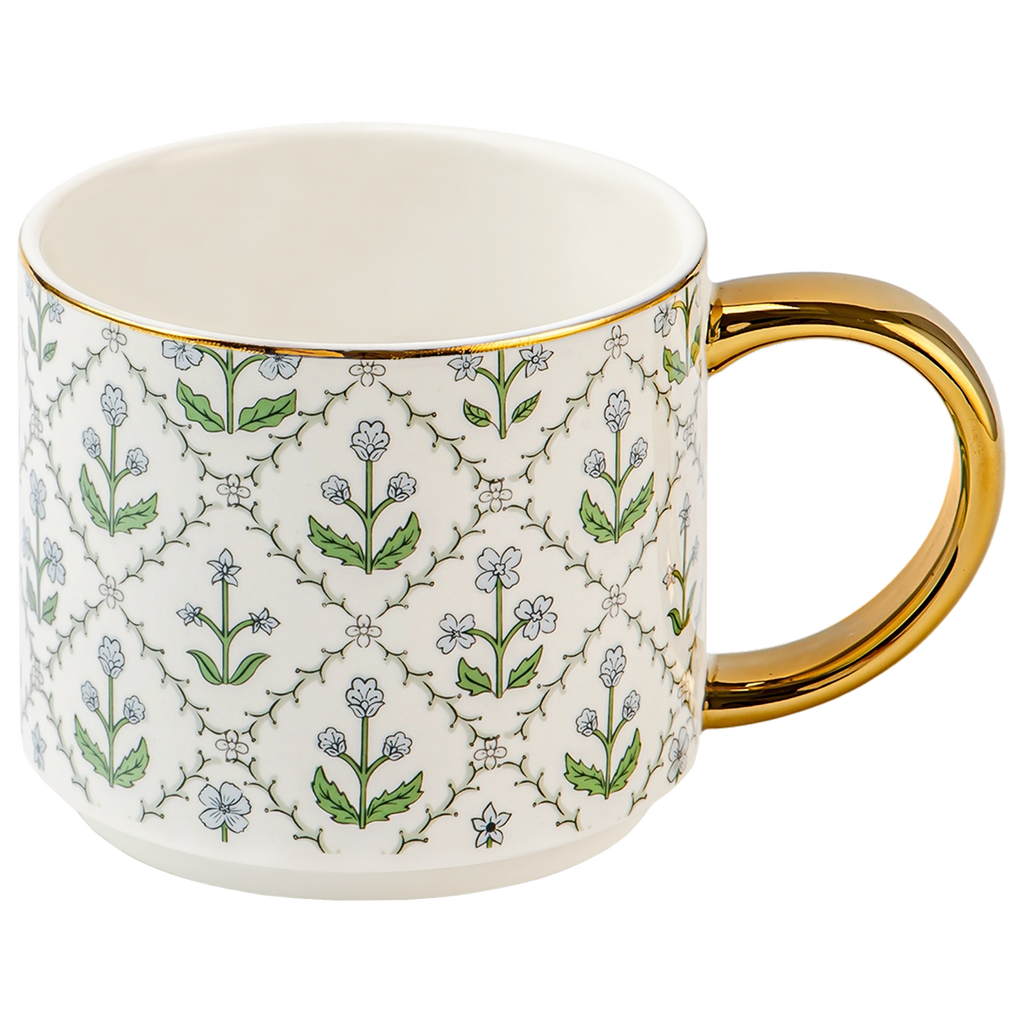 Tasse à café en patchwork floral et dorure