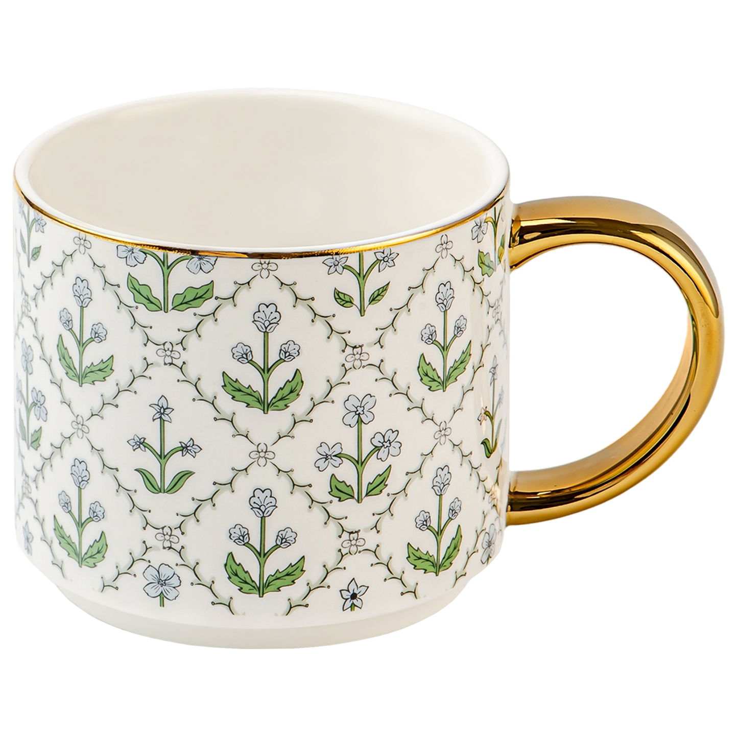 Tasse à café en patchwork floral et dorure