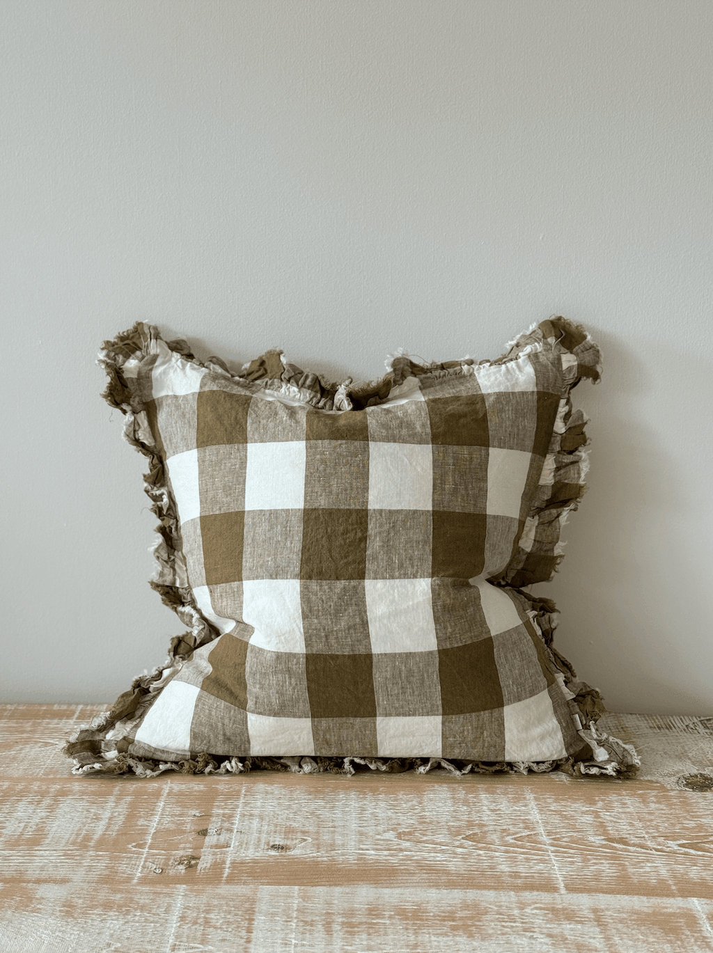 Coussin Olive Gingham, 45x45cm