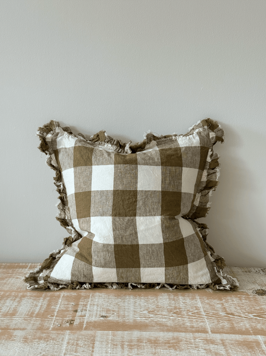 Coussin Olive Gingham, 45x45cm