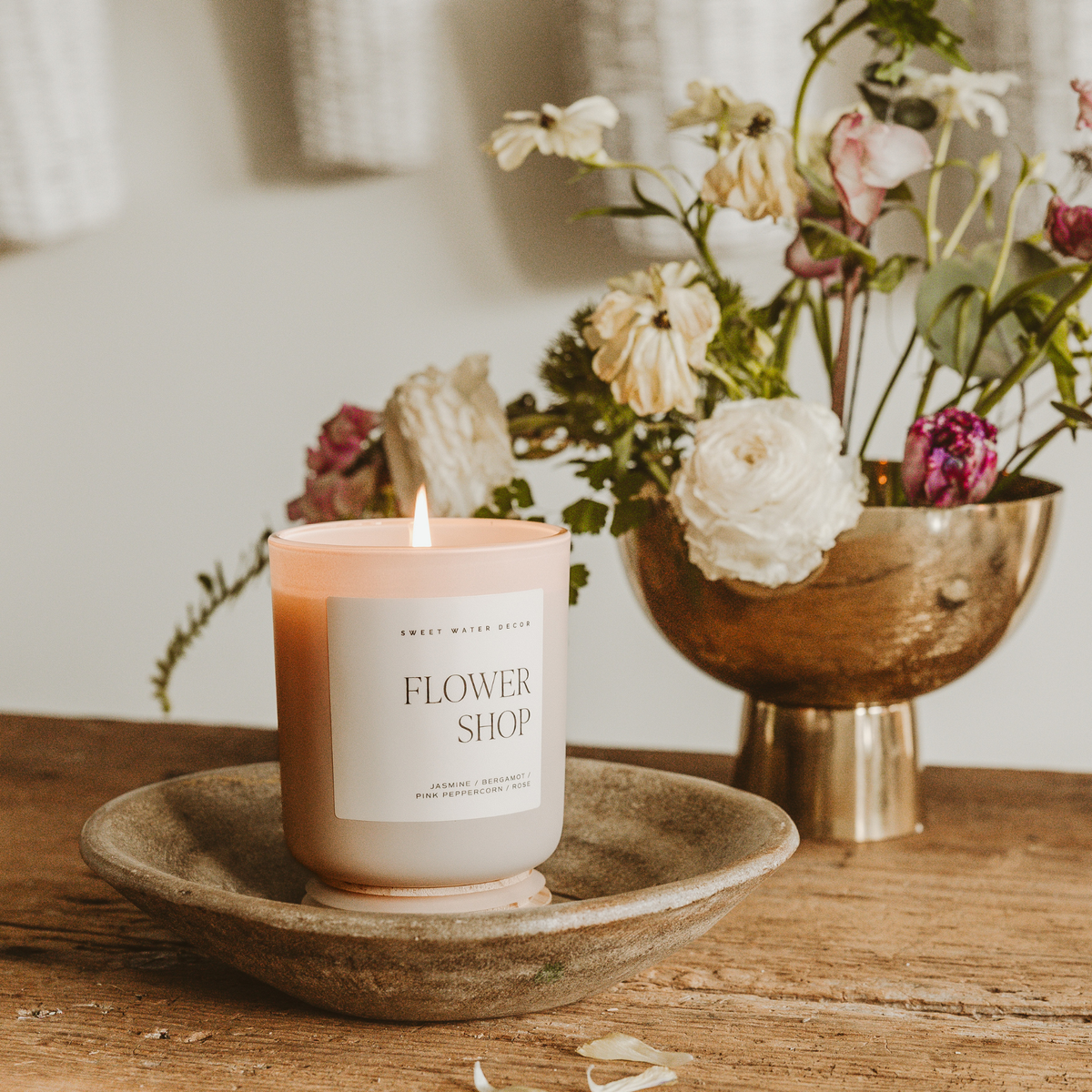 Bougie de soja Flower Shop, pot mat - 70h