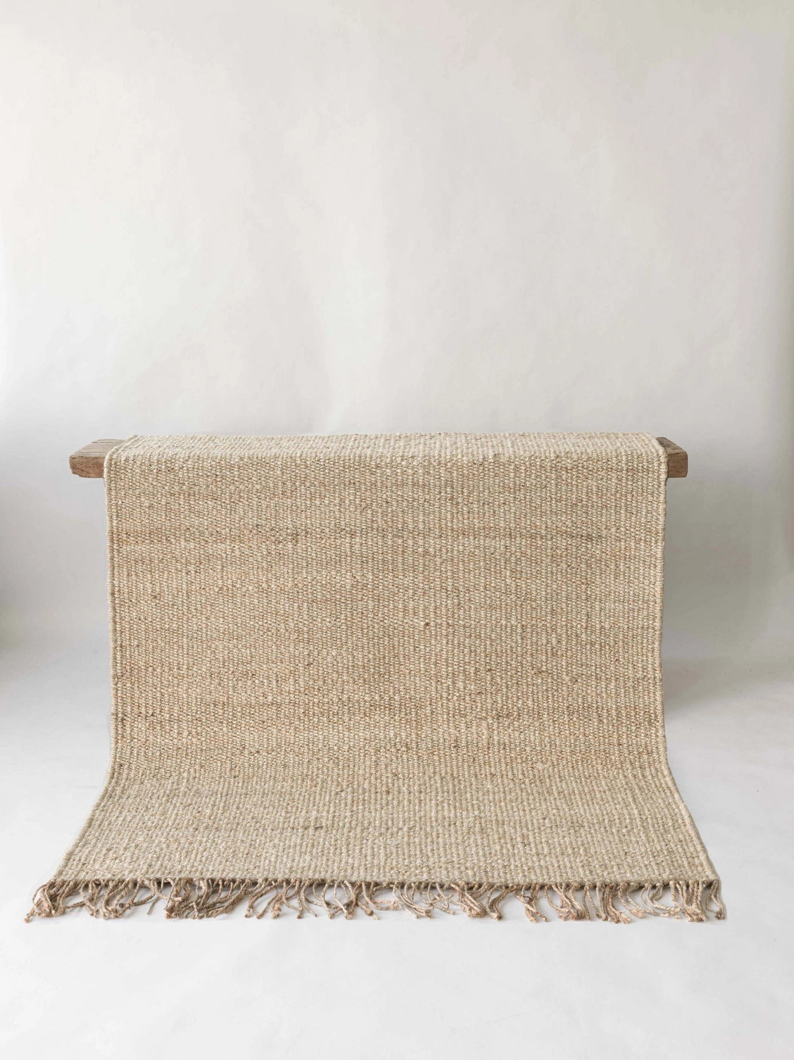 Tapis en chanvre avec franges - Blanchis