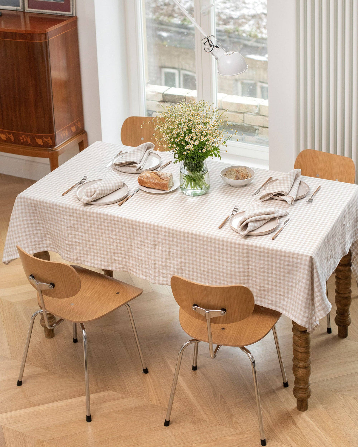 Nappe en lin vichy naturel