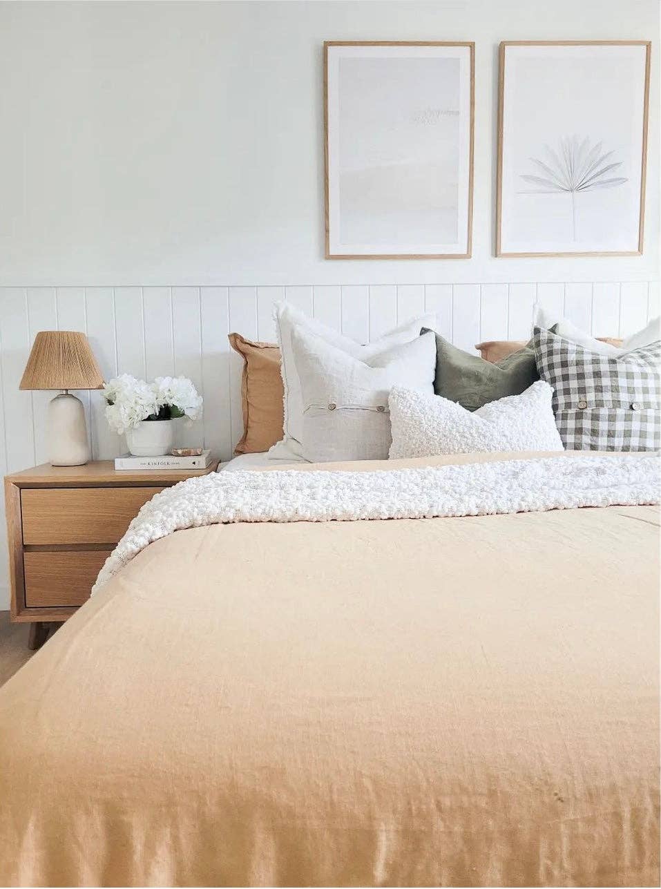 Coussin en lin - Olive Gingham