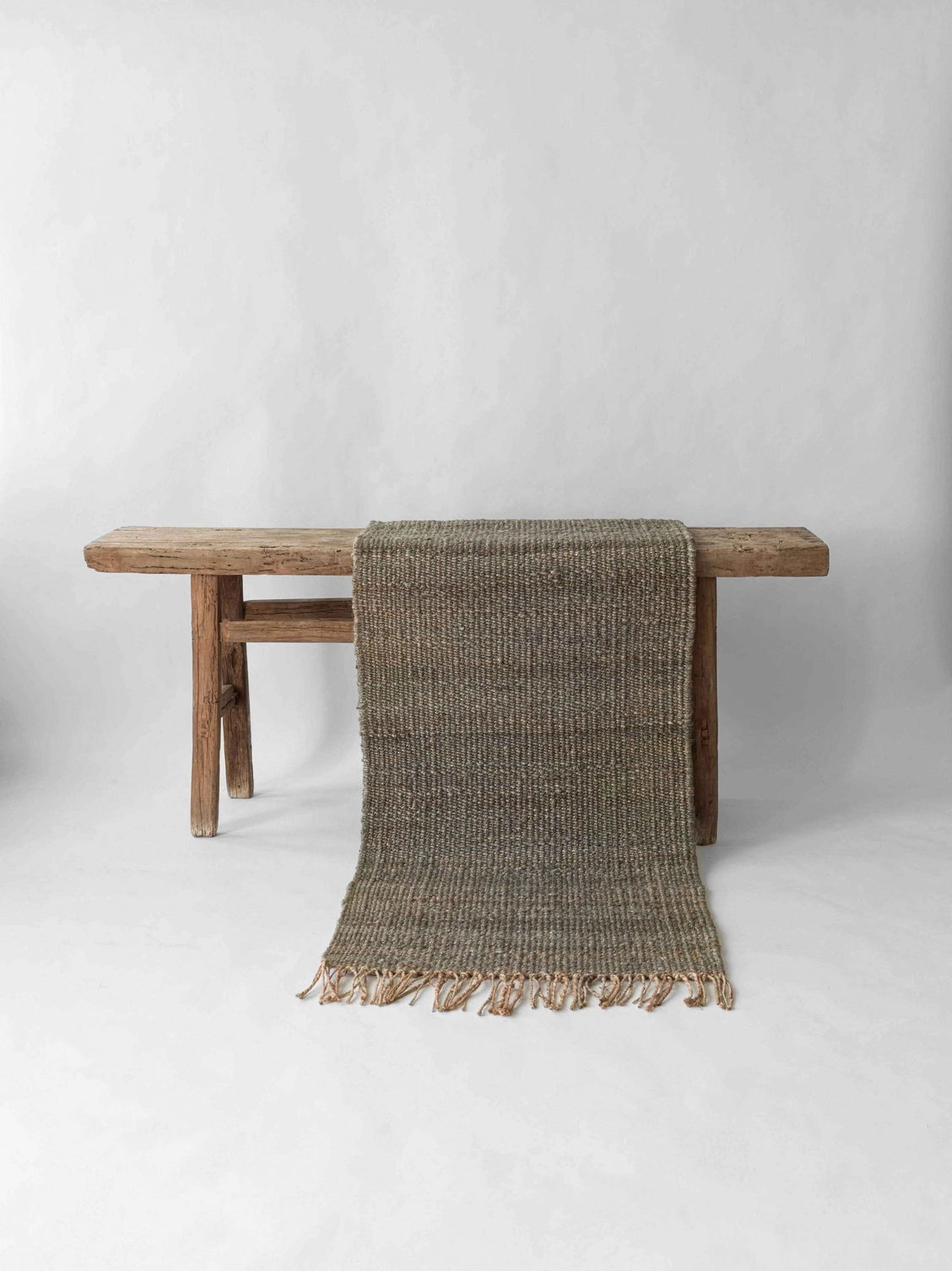 Tapis en chanvre avec franges - Gris