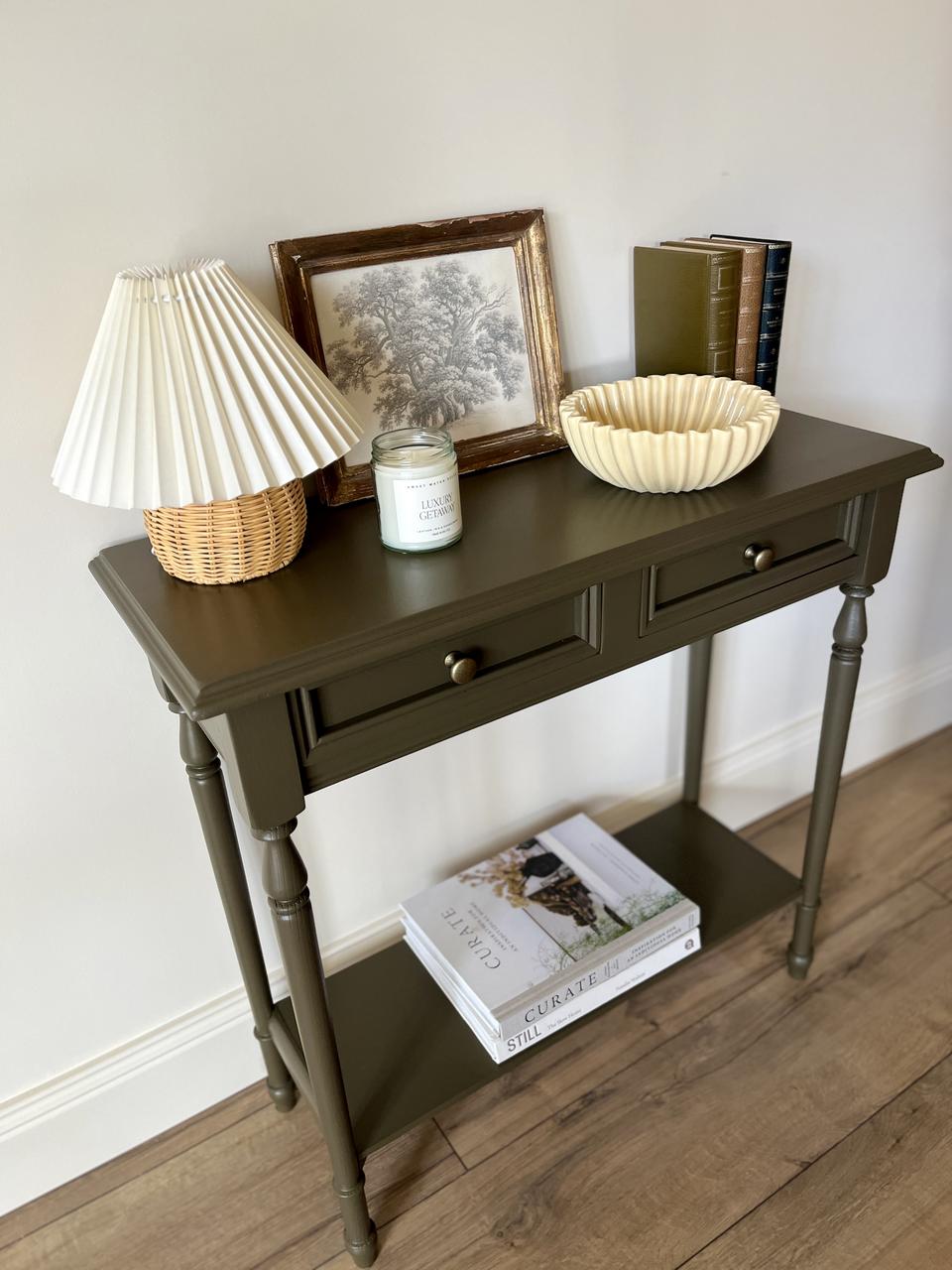 Console 2 tiroirs - brun/kaki