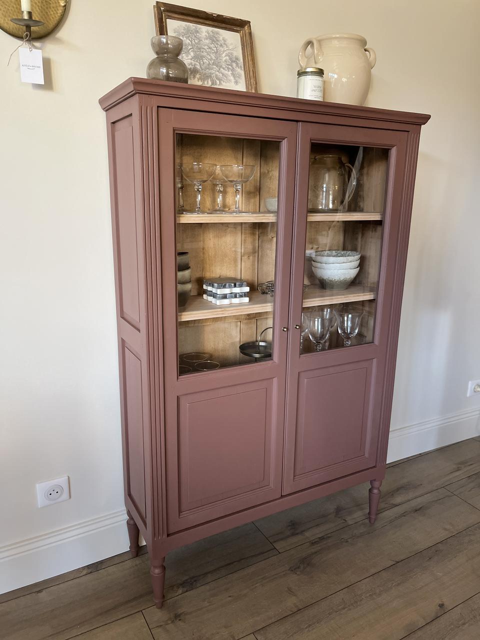 Petite vitrine 2 portes - brun/rosé