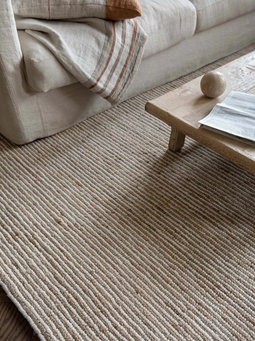 Tapis à rayures en laine de chanvre