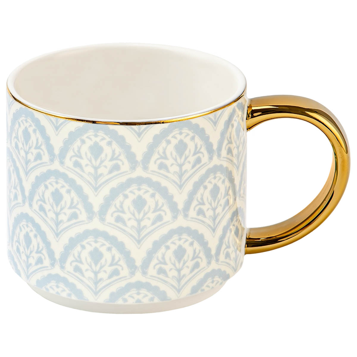 Tasse à café à motif Bleu et poignée dorée