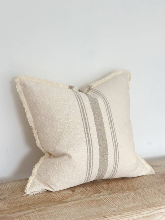 Coussin 45x45 - Rayure grège