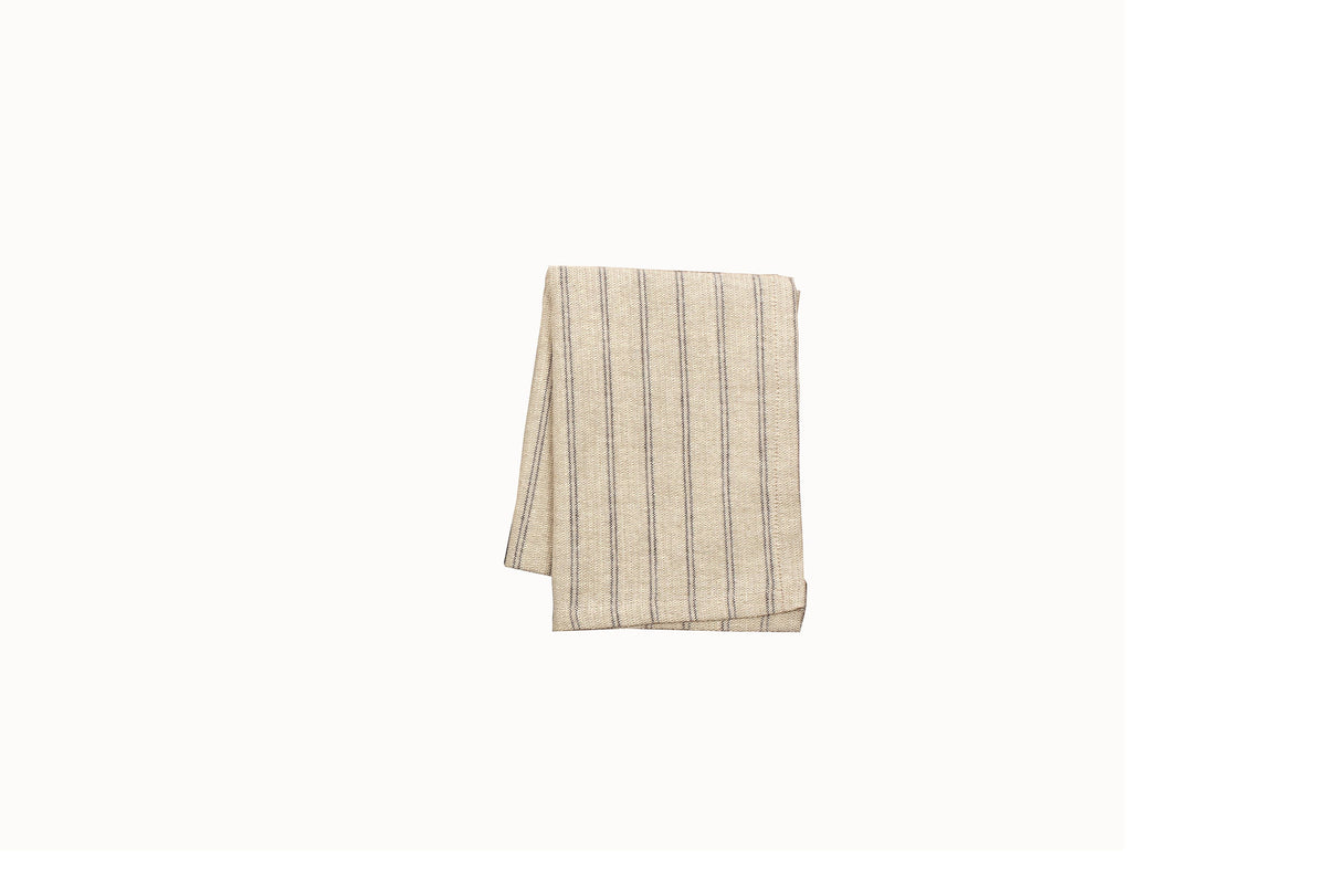 Ensemble de 4 serviettes à rayures en coton recyclé - ardoise