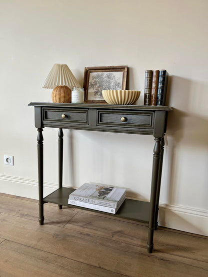 Console 2 tiroirs - brun/kaki