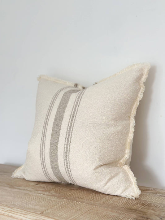 Housse de coussin 45x45 - Rayure grège