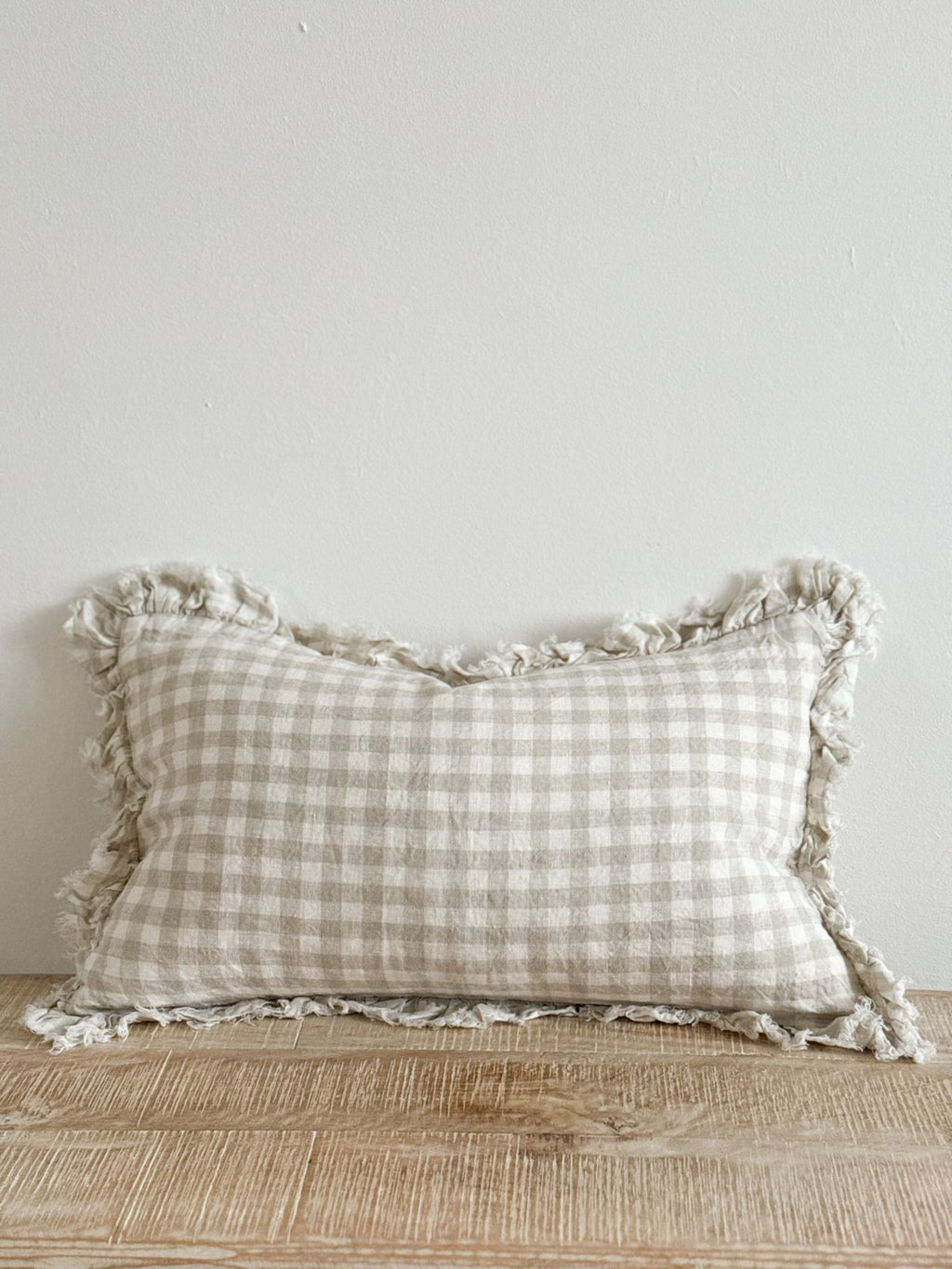 Housse de coussin à carreaux vichy naturel, 30x50cm