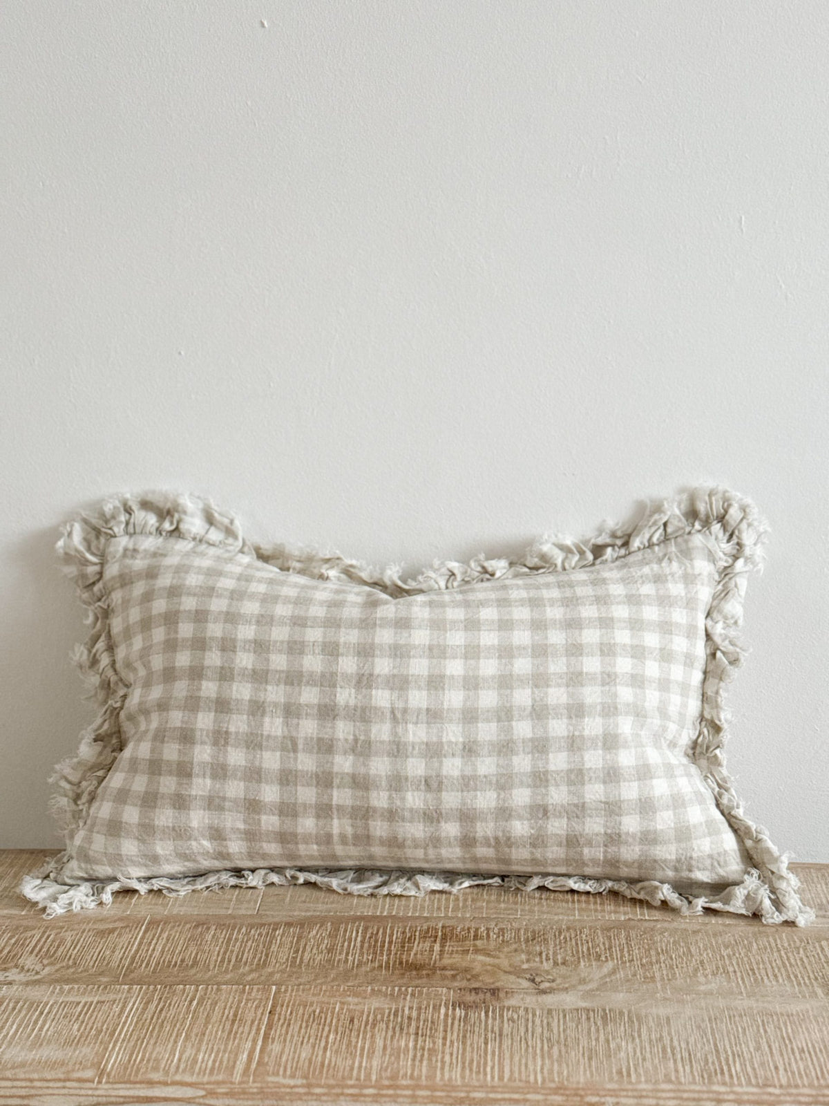 Housse de coussin à carreaux vichy naturel, 30x50cm