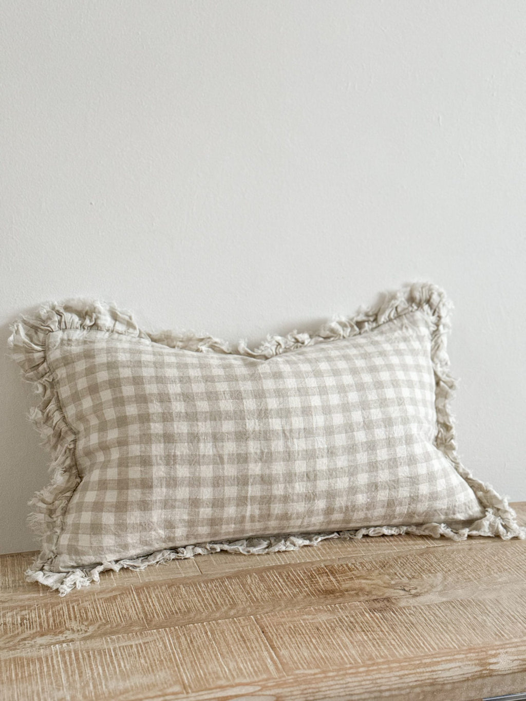Housse de coussin à carreaux vichy naturel, 30x50cm