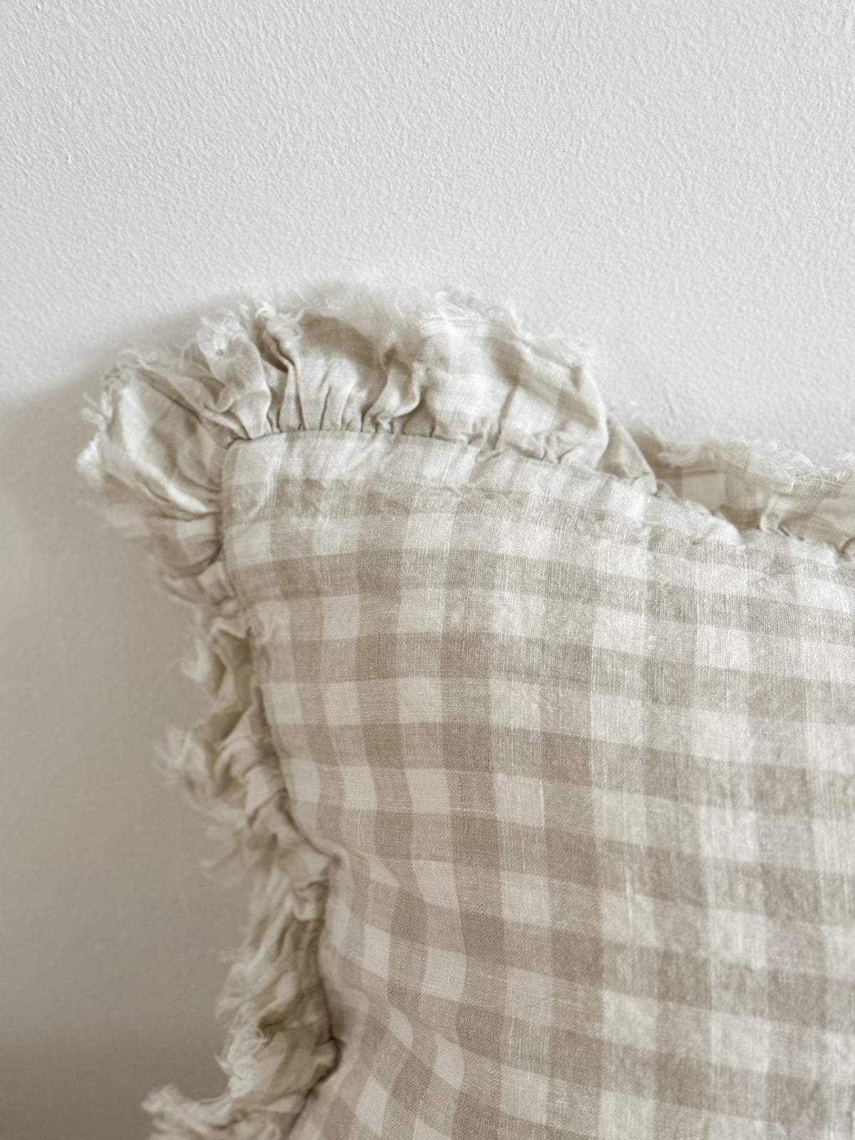Housse de coussin à carreaux vichy naturel, 30x50cm