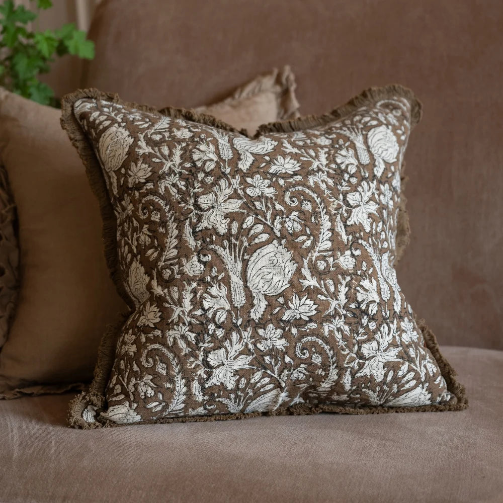 Housse de coussin Sadie marron - 45x45 cm