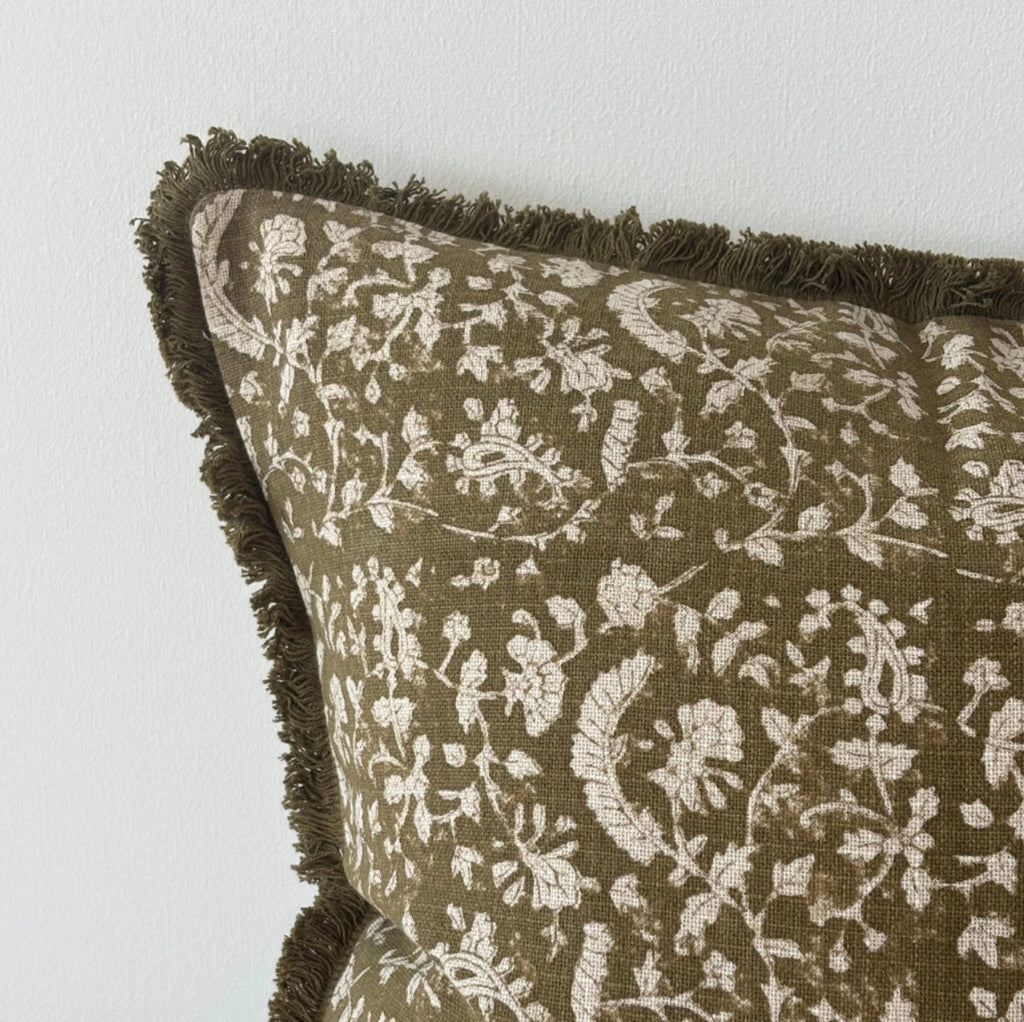 Housse de coussin Sadie olive - 45x45 cm